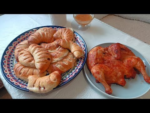 Видео: Вкуснейшие булочки с яблоками и жареная курочка в маринаде. 