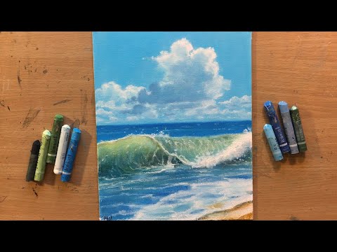Видео: Морской пейзаж масляной пастелью