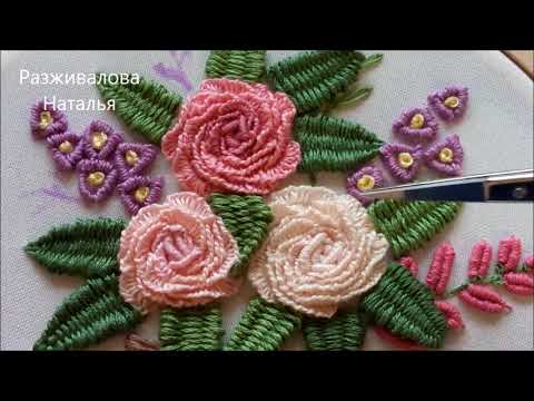 Видео: МК. Букет в корзинке. Часть 3. Маленькие цветочки. Дополнения.  Embroidery. Bouquet. Part 3.