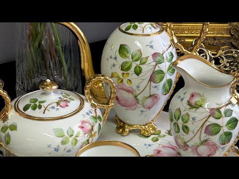 Видео: Антикварный чайный сервиз с ручной росписью 