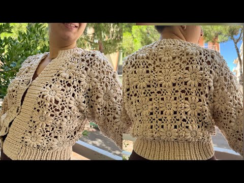 Видео: Это будет тренд❤️‍🔥 Вязание крючком, цветочный мотив, укороченный кардиган#diy#crochet#crop#кардиган