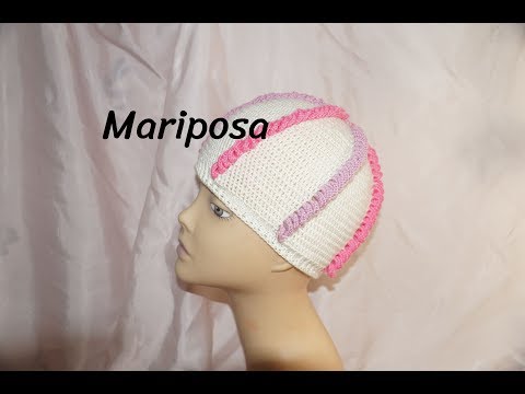 Видео: Шапочка для девочки из Alize Diva, Gorra para niñas.Cap crochet ( # 18)