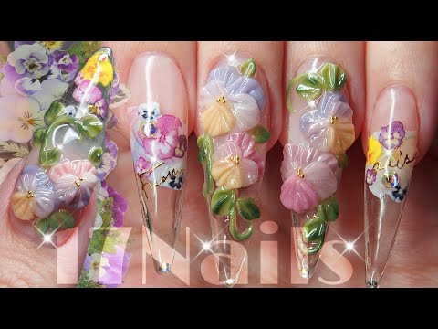 Видео: Цветочные ногти🌸Дизайн ногтей💅Длинные ногти