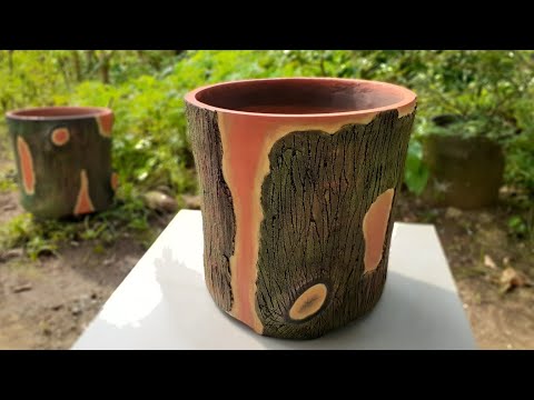 Видео: Как сделать цветочный горшок с деревянным мотивом