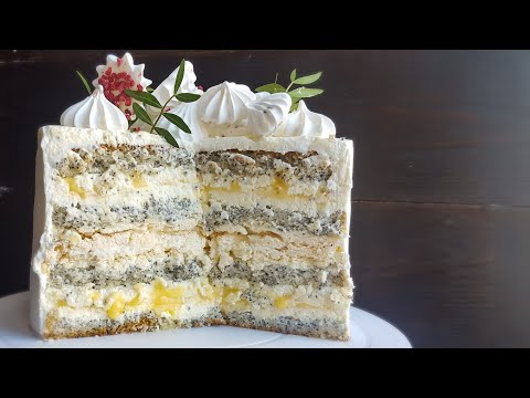 Видео: Вкуснейший МАКОВЫЙ ТОРТ с лимонным курдом и БЕЗЕ🍋POPPY SEED cake