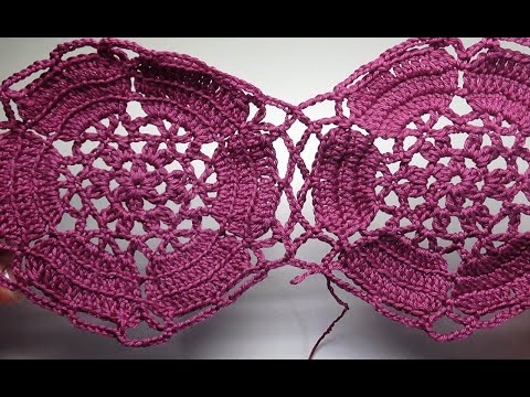 Видео: Мотив крючком с объемным цветком  Туника из мотивов