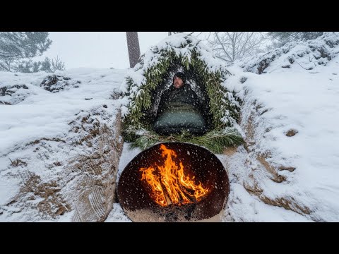 Видео: Строим ТЕПЛУЮ КРОВАТЬ для Ночевки в Мороз! Уютный Бушкрафт Шалаш в Лесу