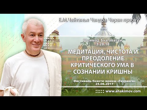Видео: 25/06/2017, ШБ 3.28.18, Медитация, чистота и преодоление критического ума - Чайтанья Чандра Чаран Пр