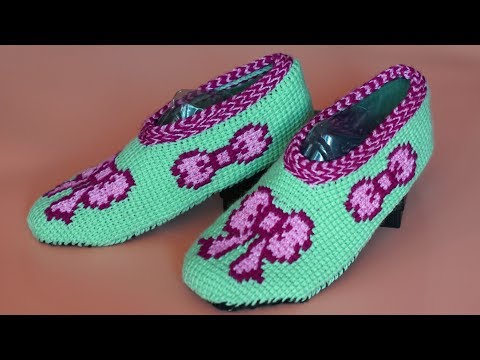 Видео: Вязание подошвы тапочек. Подошва крючком. Тапочки крючком.