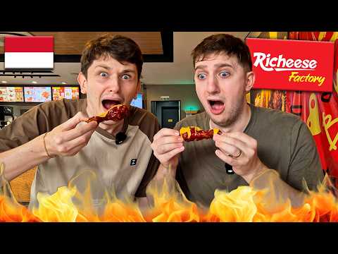 Видео: Пробуем САМУЮ ОСТРУЮ жареную курицу в Индонезии 🇮🇩 (Richeese Factory, уровень 5🌶️)