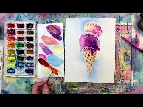 Видео: Как нарисовать мороженое. День 22. 365арт дней