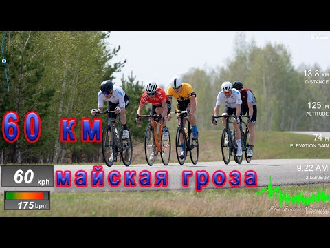 Видео: Майская гроза. 60 км. Групповая гонка на шоссе.