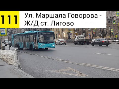 Видео: Автобус 111. Ул. Маршала Говорова - Ж/Д ст. Лигово