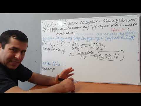 Видео: 12ум мавзӯъ Қисми 3. Муаян намудани фоизи элементҳо аз руй масаашон дар формулаҳои химиявӣ.