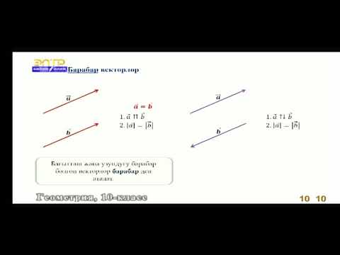 Видео: 10-класс Геометрия. Тема :Вектор тушунугу жана барабар векторлор