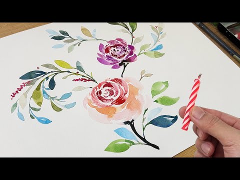 Видео: Техника акварельного воскового резиста / Роспись цветов
