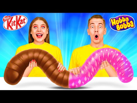 Видео: Как сделать Огромного Шоколадного и Желейного Червяка Челлендж | Битвы с Едой с BooGaGa
