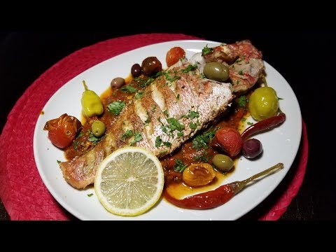 Видео: Окунь (Red Snapper) в пикантном средиземноморском соусе. Рецепт Димы Кулинахера