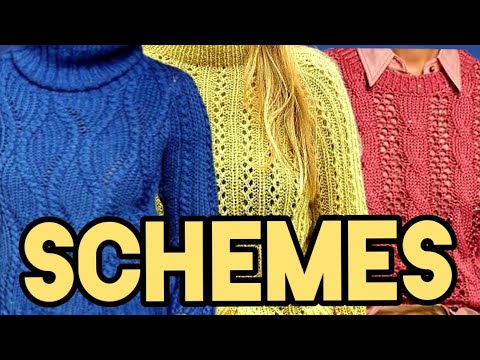 Видео: Вязание спицами: свитера со схемами вязания узоров. Knitting: sweaters with knitting patterns.