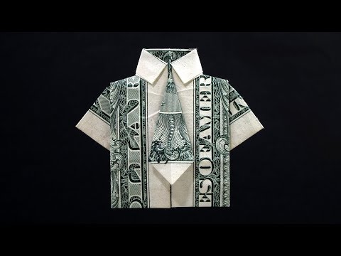 Видео: Оригами Долларовая купюра Рубашка с галстуком (Штефан Делекат) День отца