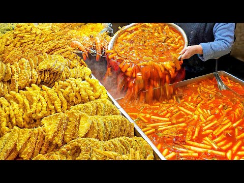 Видео: Король уличной еды! Острые рисовые лепёшки, разнообразные жареные блюда / Корейская уличная еда