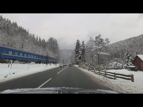 Видео: Дорога Ворохта - Ивано-Франковск - Львов. 09.01.2022