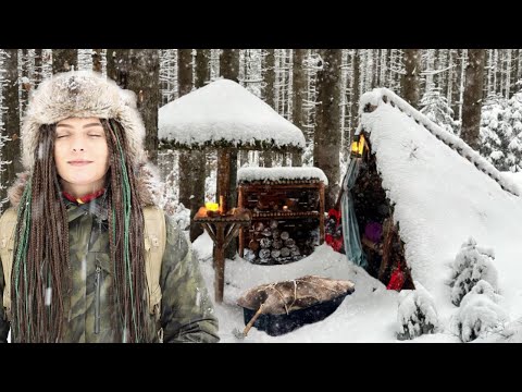 Видео: Сказочно-Снежный бушкрафт поход в лагерь в зимнем лесу Карпат | АСМР ❄️