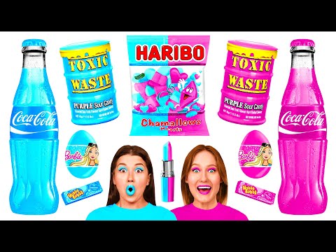 Видео: Розовая Еда vs Голубая Еда Челлендж | Вкусные Кухонные Лайфхаки от KaZaZa