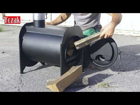 Видео: Буржуйка булер'ян. Піч з дожигом диму.