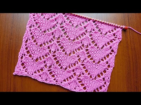 Видео: ♥️♥️♥️Ажурный узор с сердечками + схема.  Knitting an openwork pattern with hearts + scheme.