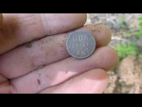 Видео: Поиск монет на старой лесной дороге.