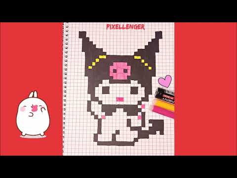 Видео: Куроми из аниме Май Мелоди Как рисовать по клеточкам Простые рисунки How to Draw Kuromi Pixel Art