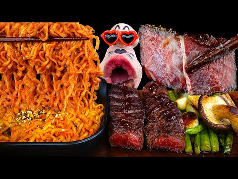 Видео: ASMR MUKBANG :) Шоу с жареной курицей и стейками из говядины!