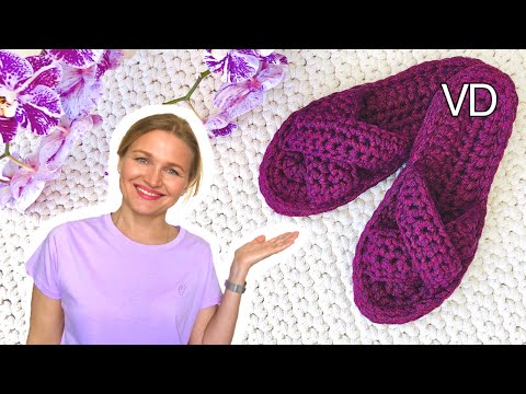Видео: Тапочки с первого раза. Связала за вечер! How to knit slippers. #5