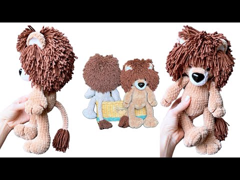 Видео: Лев 32 см крючком из плюшевой пряжи 🤩 Мастер-класс