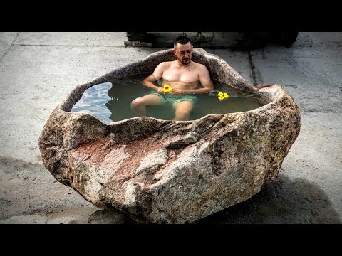 Видео: Я вручную вырезал каменную ванну, вымачивая бассейн из камня 23 000 фунтов. DIY