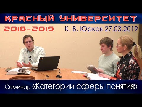 Видео: Семинар «Категории сферы понятия». К.В.Юрков. Красный университет. 27.03.2019.