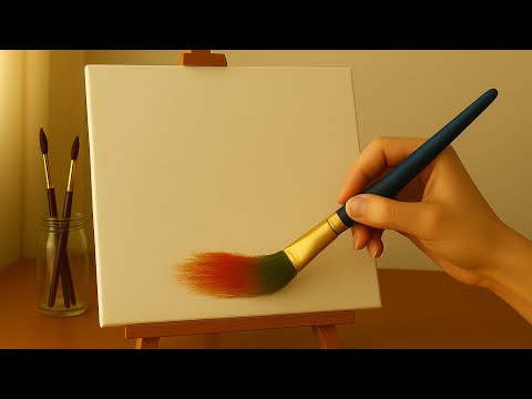 Видео: Как нарисовать реку с лодкой на закате 🌅 | Расслабляющая акриловая живопись шаг за шагом