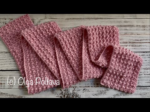Видео: Простой шарф крючком, один повторяющийся ряд, простое вязание крючком для начинающих