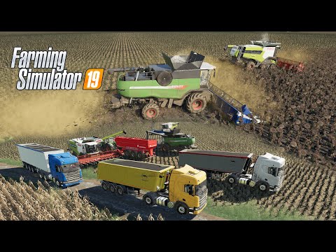 Видео: FS19 |Карта Кошмак| Уборка поля с подсолнухами 66,9Га, Fendt 9490X, Claas Lexion 7700, JD790, Scania