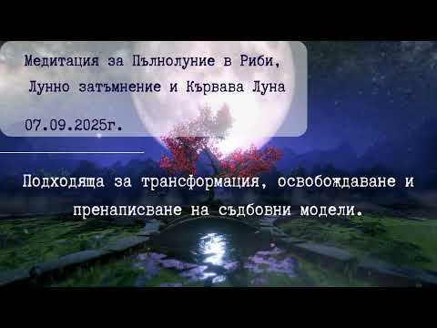Видео: Медитация за Пълнолуние в Риби, Лунно затъмнение и Кървава Луна (07.09.2025г.)