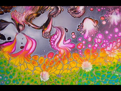 Видео: Клетки в технике Растяжки. Акриловая Заливка./ Флюид Арт.