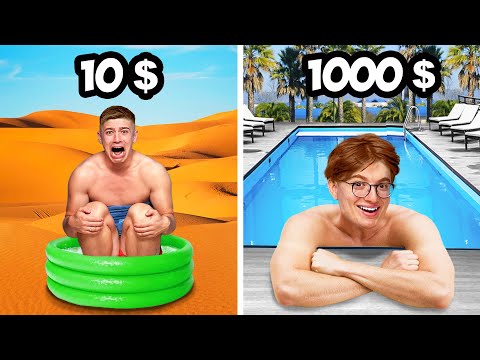 Видео: 24 часа В БАССЕЙНАХ за 10$ и 1.000$