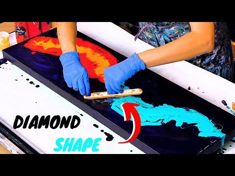 Видео: НОВАЯ форма 🔶 Огонь и Лед 🔷 Заливка акрила ~ 3D-эффект! 😲 Жидкая живопись «Преодолевая границы»