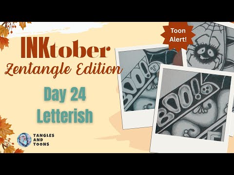 Видео: День 24 Inktober: Буквенный зентангл | Превращаем слова в искусство + забавный мультяшный паук!