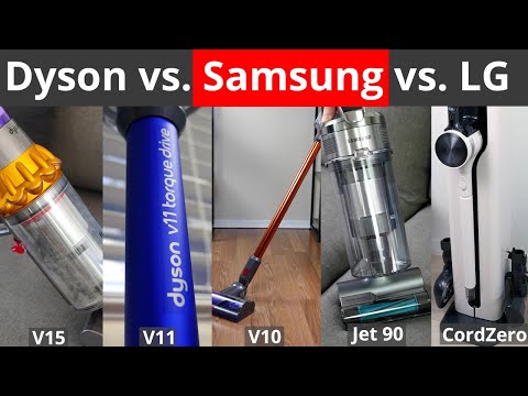 Видео: Dyson V15, V11, V10 против Samsung Jet 90, Jet 75 против LG CordZero A9