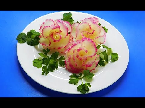 Видео: ЦВЕТЫ ИЗ ДАЙКОНА ! СМОЖЕТ СДЕЛАТЬ КАЖДЫЙ !