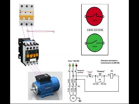 Видео: Схема управления двигателем через магнитный пускатель с катушкой 380 В