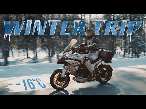 Видео: Зимние путешествие на мотоцикле в -16с(Winter trip on Ducati)