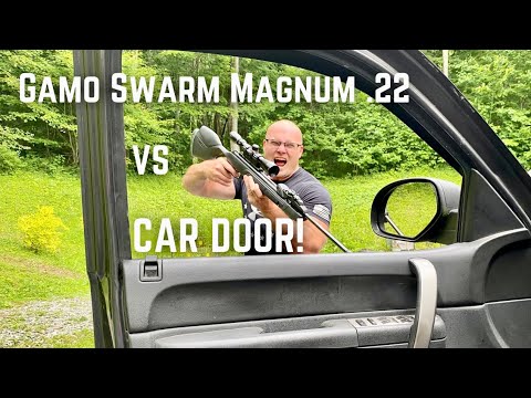 Видео: Gamo Swarm Magnum .22 калибра против Car Door! Будет ли он эффективнее .177?